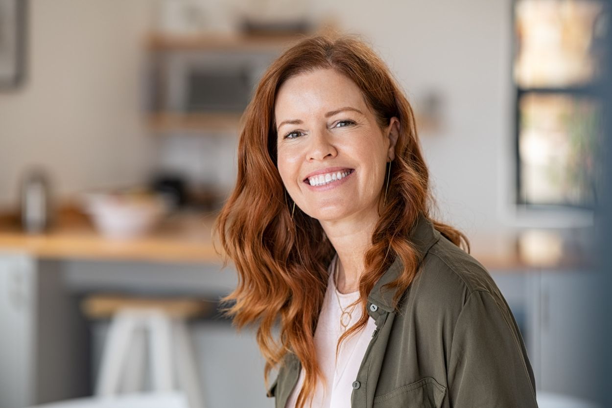 Smiling patient with dental implants