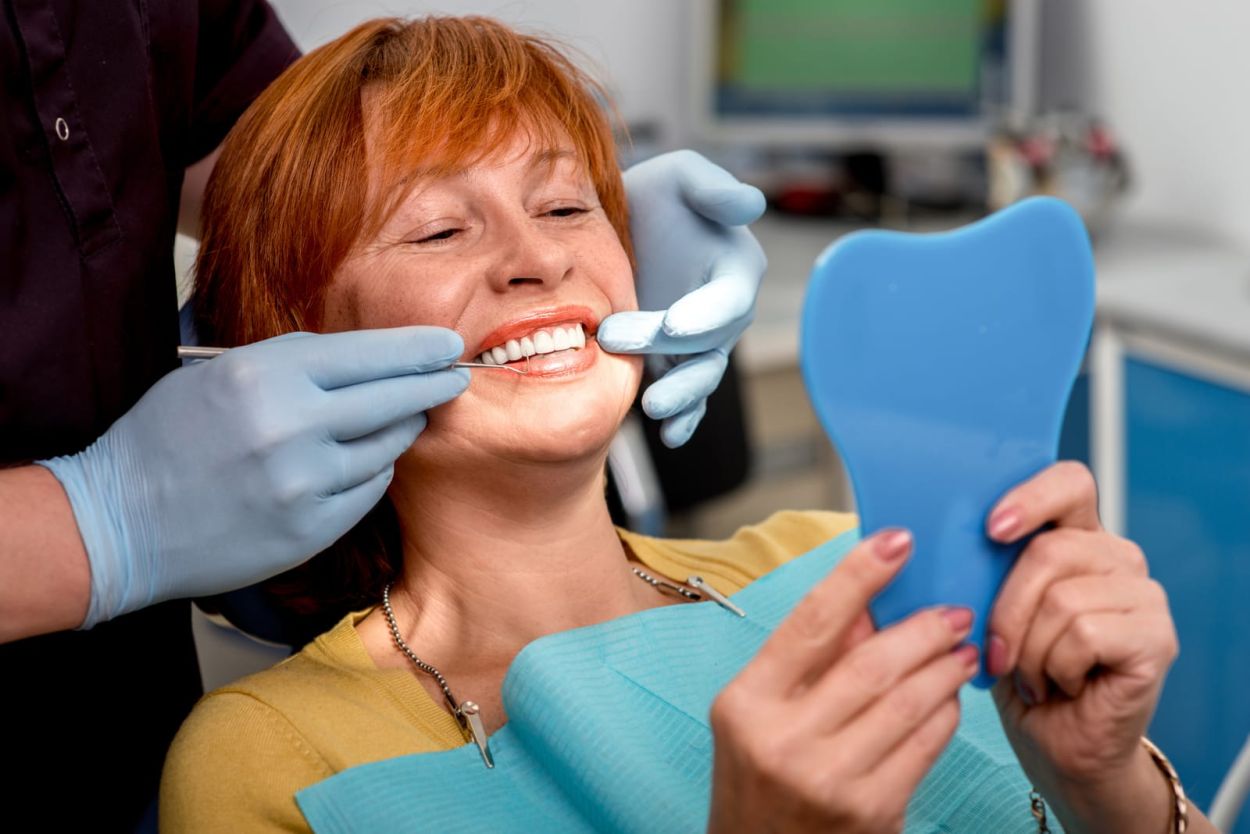 Dentist examining a patient during a routine check-up